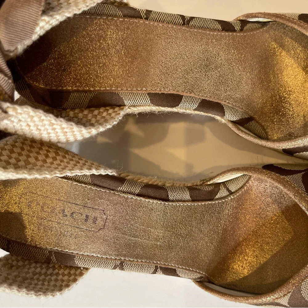 Coach wedges in neutral color. Brown lace up Sandals Sz 9 - Picture 10 of 11